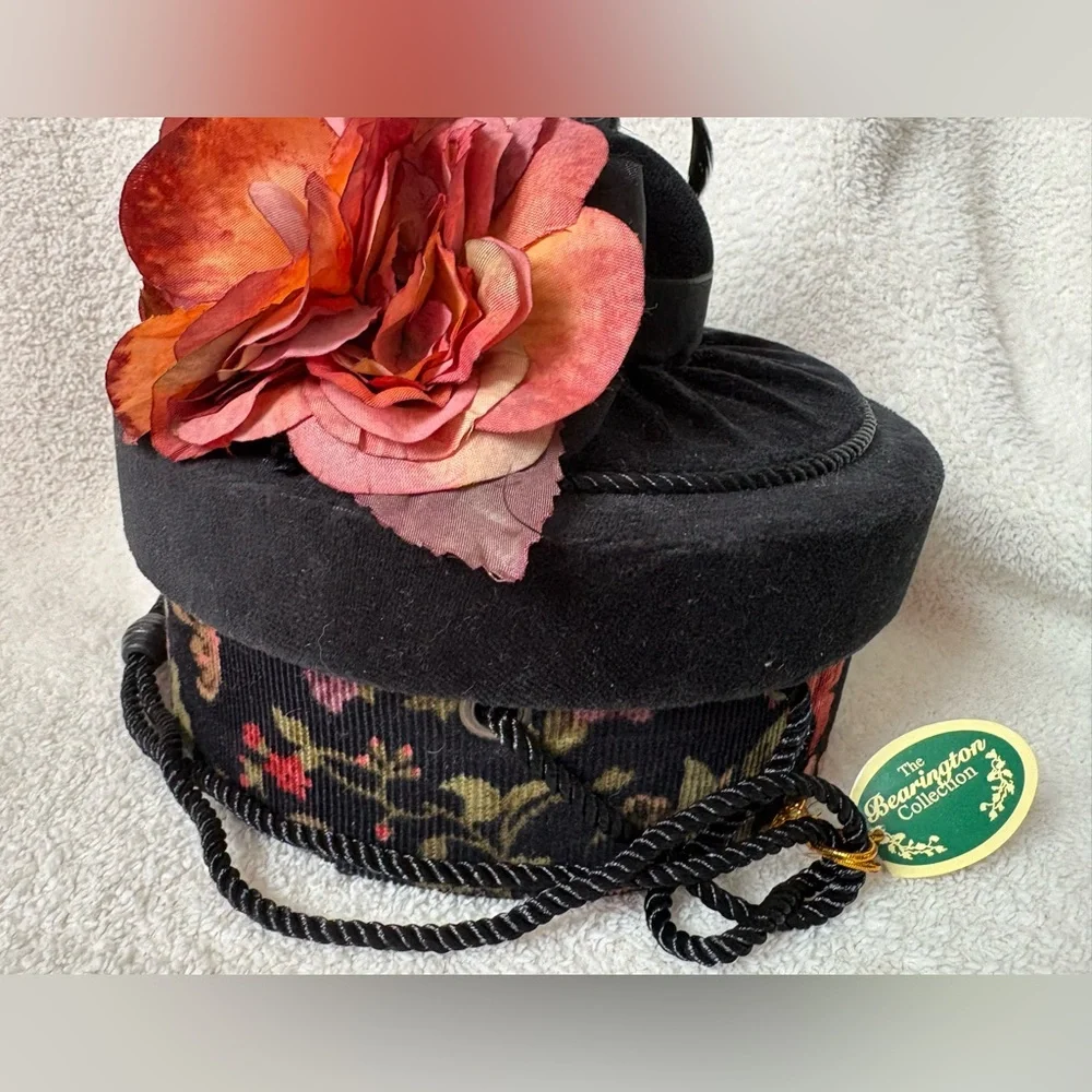 NWT Bearington Collection Black Floral Hat Box